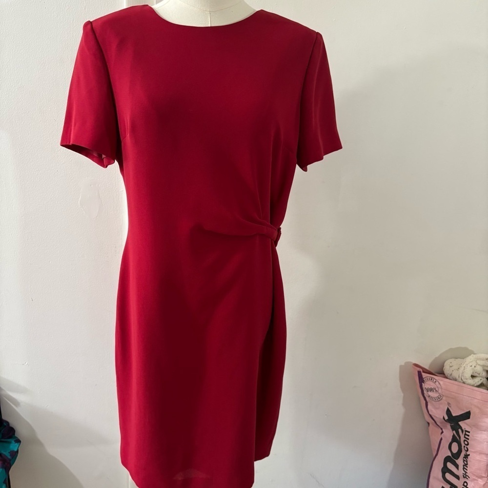 Talbots Womens Sheath Dress Sz 10P Red Stretch Short Sleeve Classic‎ Career